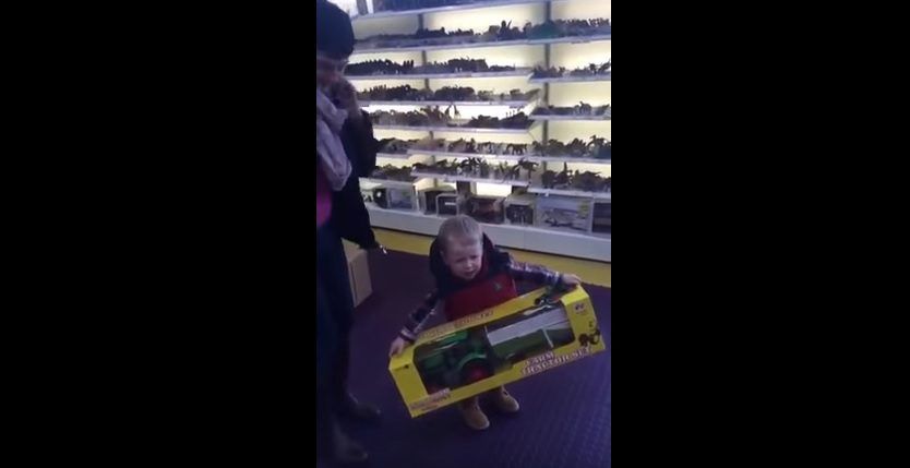 Video: This Kerry child doesn't know what to make of his new tractor!