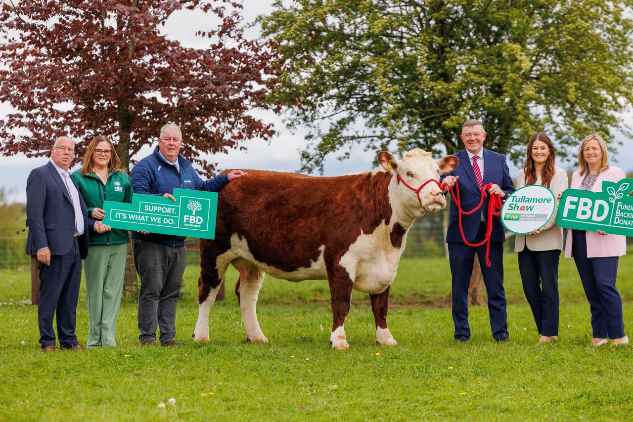 Michael Dolan, Tullamore Show; Amanda Breenan, FBD; John Keena, Tullamore Show chairman; Pat Gilligan, FBD; Chelsey Cox McDonald, Tullamore Show secretary; Emer O’Byrne, FBD.
Image: Tullamore Show